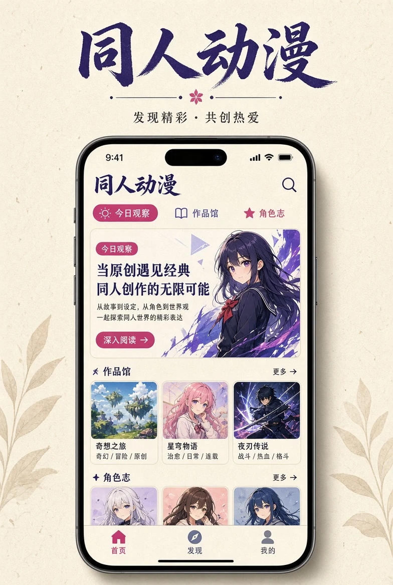 同人动漫移动阅读界面展示